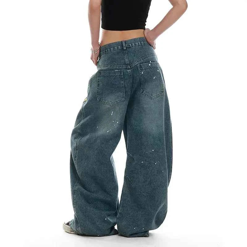 Y2K Women Streetwear Vintage Oversize Blue Denim Jeans