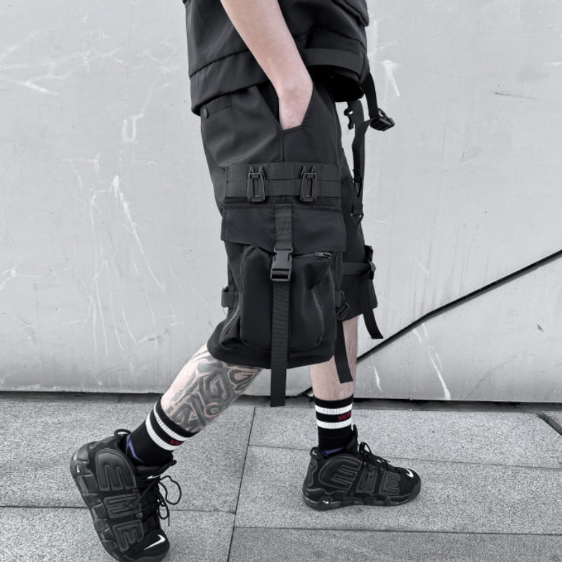 Techwear Streetwear Ribbons Baggy Shorts