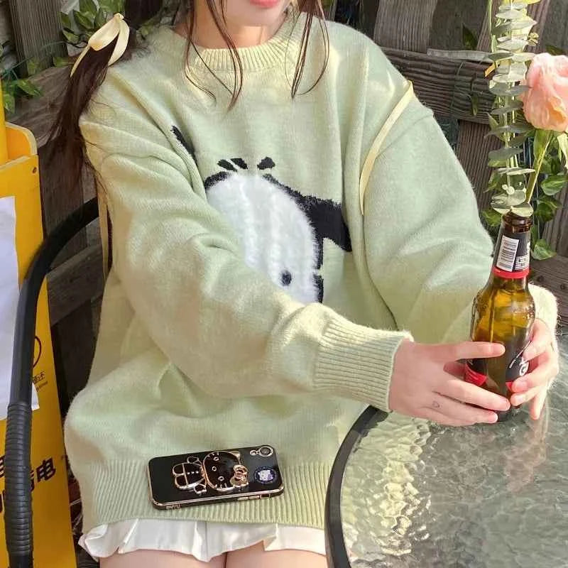 Sweet Light Green Knitted Casual Sweater