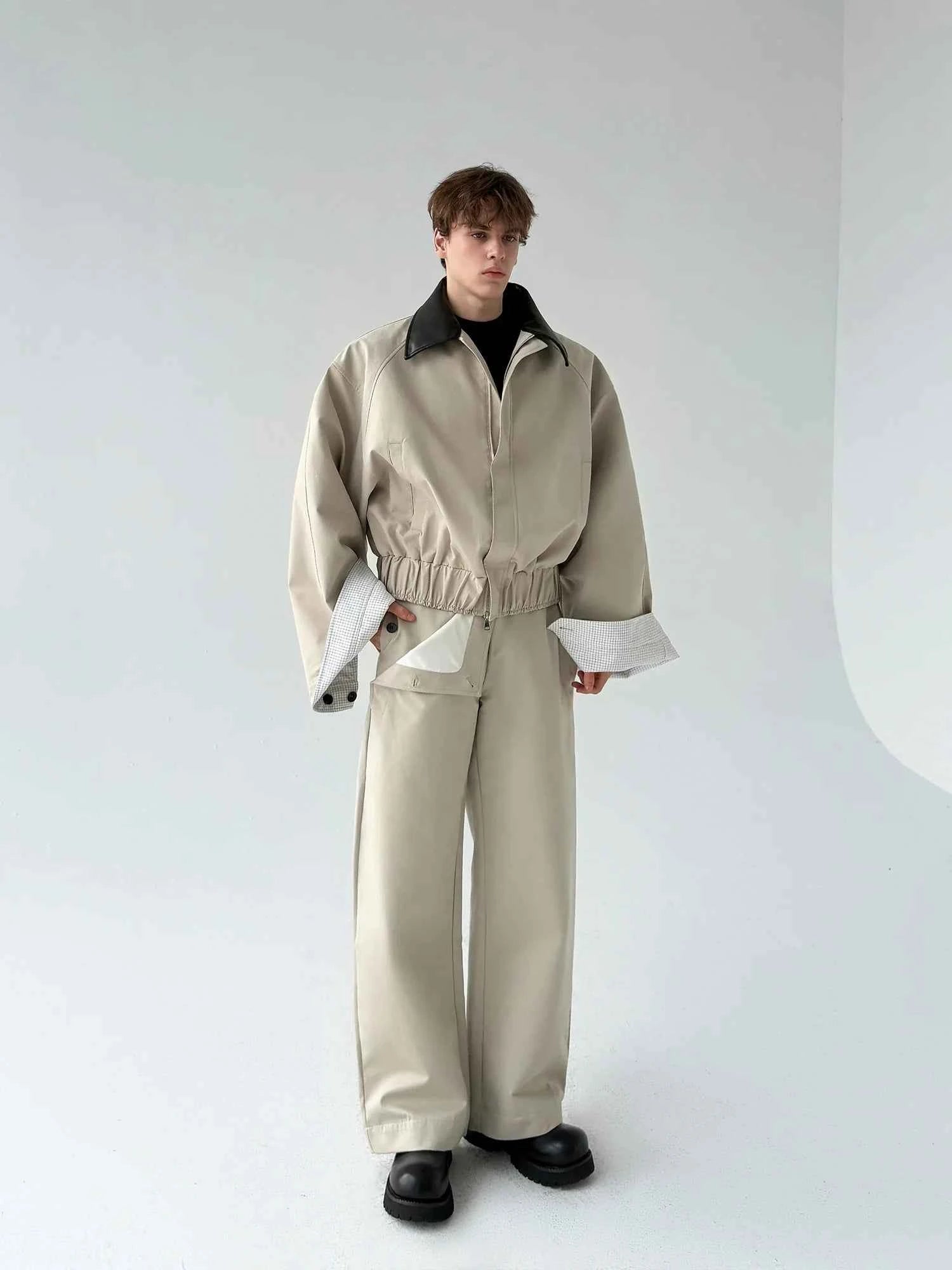 Flattering Chic Pocket Splicing Collar Jacket