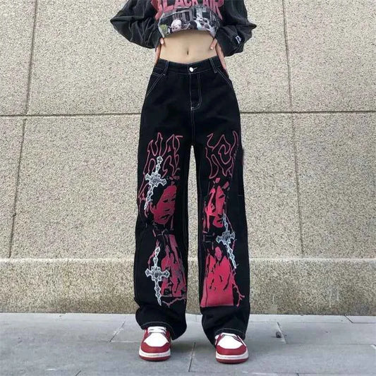 Y2K Streetwear Black Hip Hop Oversize Jeans