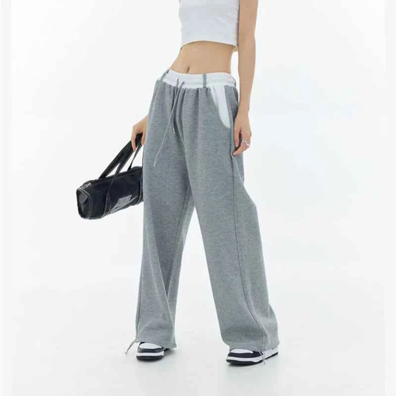 High Waist Patchwork Wide Leg Pants