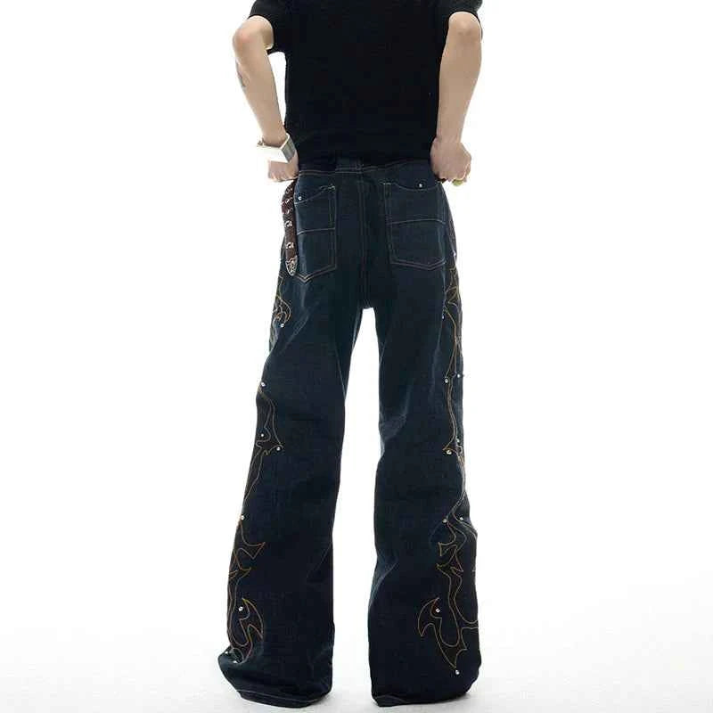 High-Quality Personalized Embroidery Wide Leg Jeans