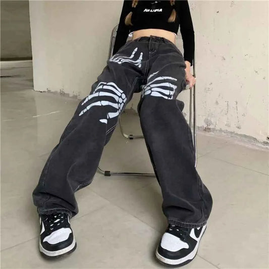 Black Streetwear Loose Wide Leg Jeans