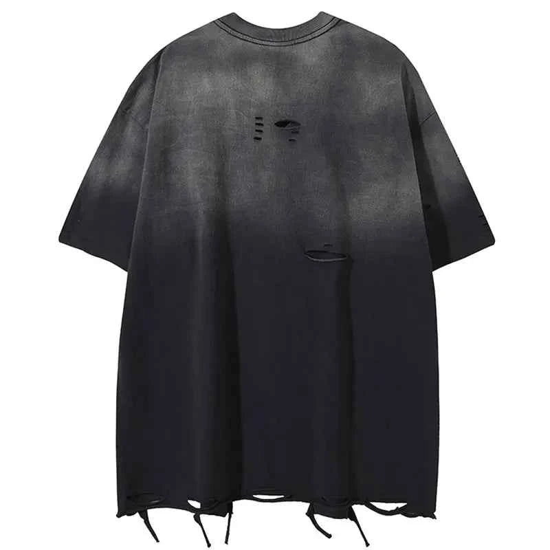 Plush Grunge Tie Dye Ripped Oversized T-Shirt
