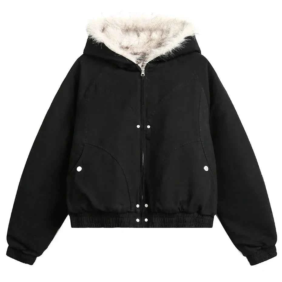 Y2K Winter Thick Padded Parkas with Furr Jacket