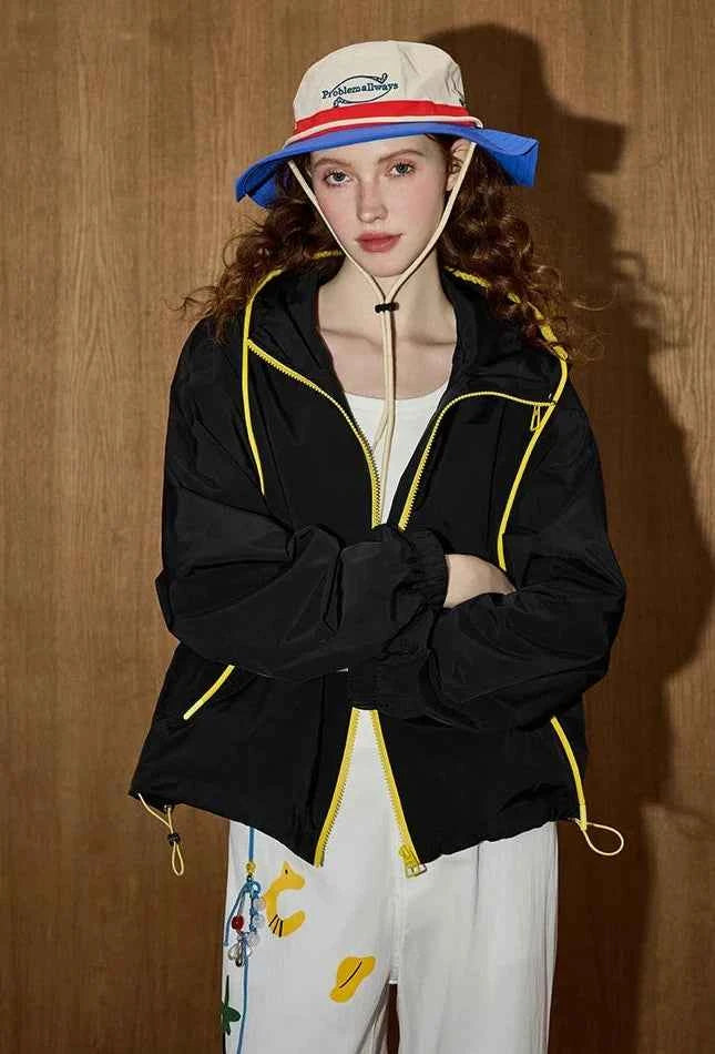 Signature Bright Zip Hooded Windbreaker Jacket