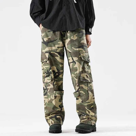 Streetwear Elastic Waist Vintage Camo Cargo Pants