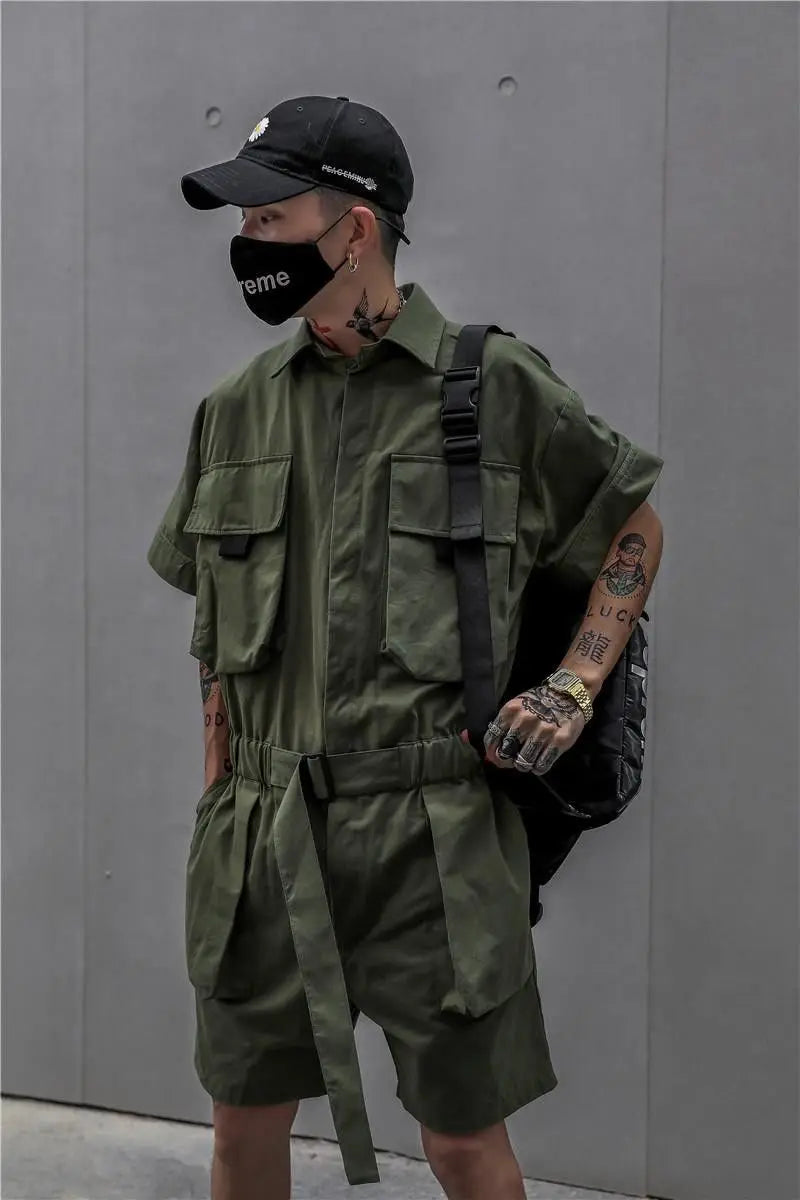 One Piece Tie Waist Belt Jumpsuit