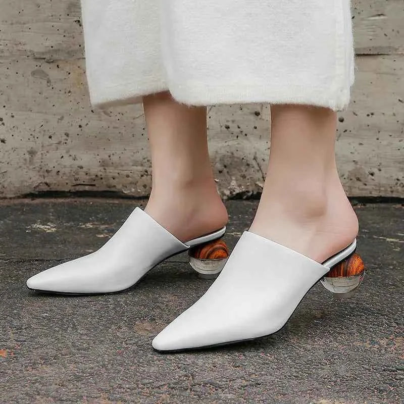 LUW European Edition Muller Shoes - Luxury "Baotou" Half-Supported Outdoor Mules