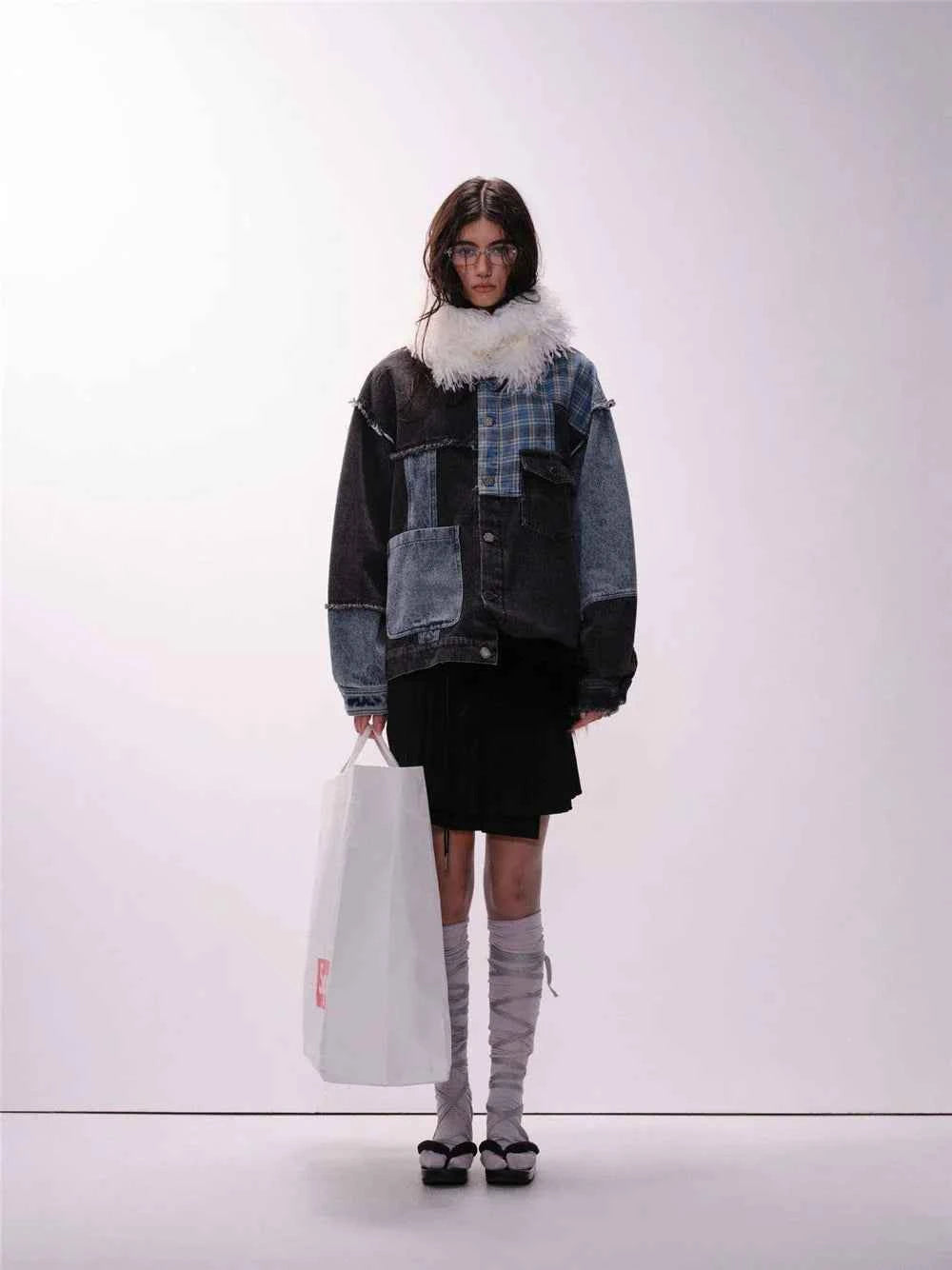 Retro Oversized Casual Patchwork Denim Jacket