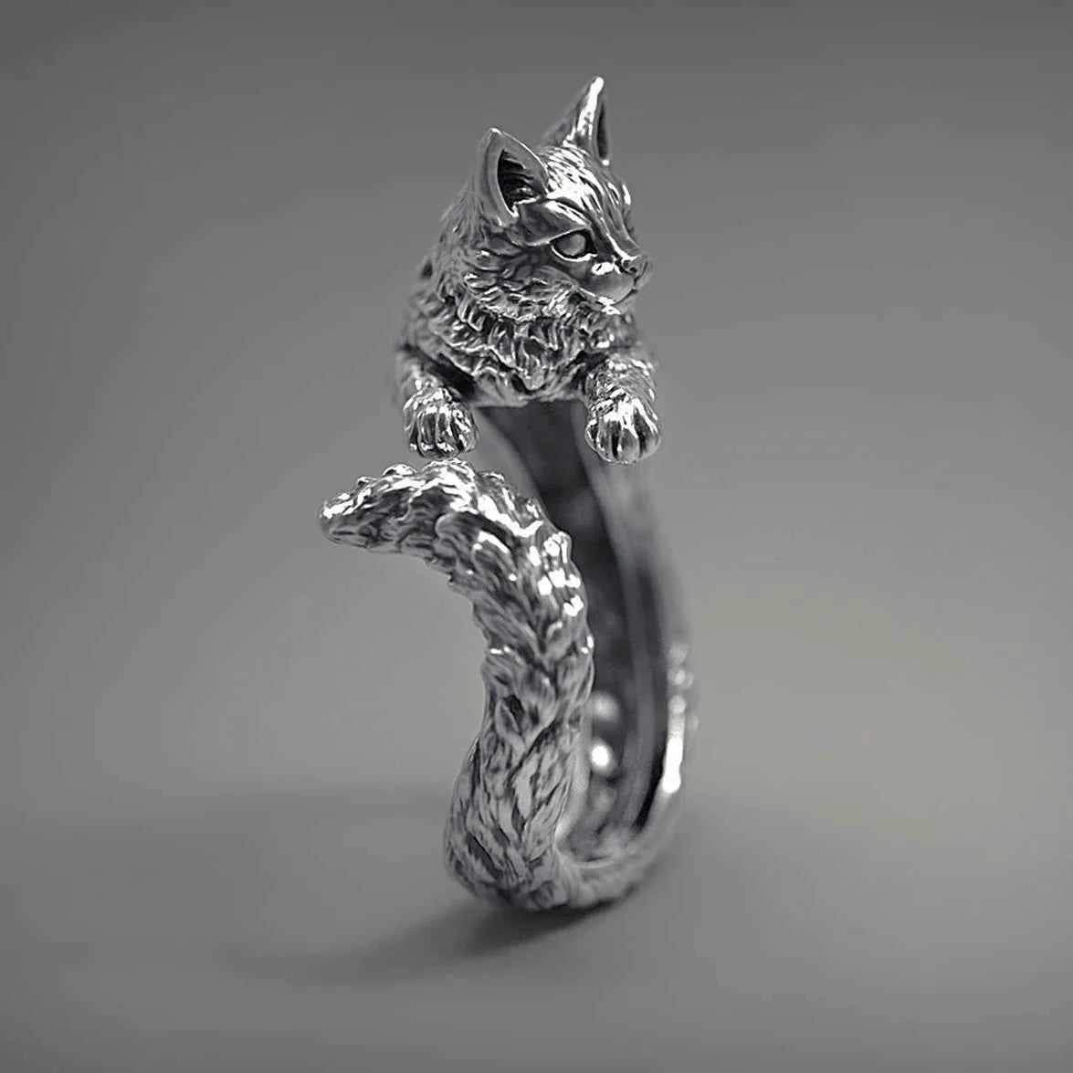 Vintage Witch Cat Opening Ring
