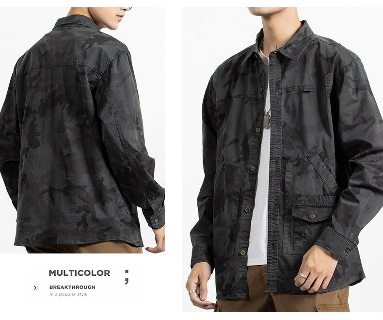 Classic Safari Camo Style Patch Pocket Jacket