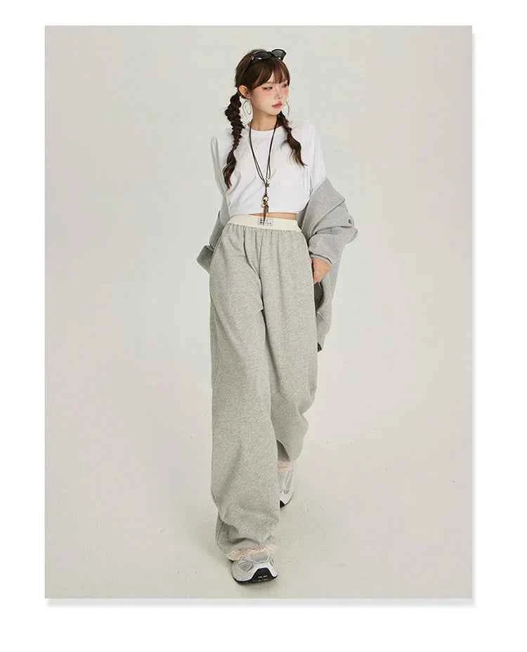 High Waist Elastic Wide Leg Sweatpants
