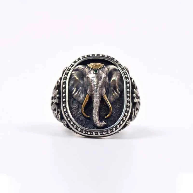 Vintage Thai Silver Elephant Cuff Ring