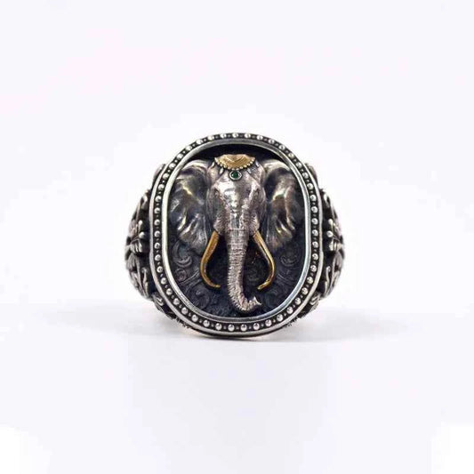 Vintage Thai Silver Elephant Cuff Ring