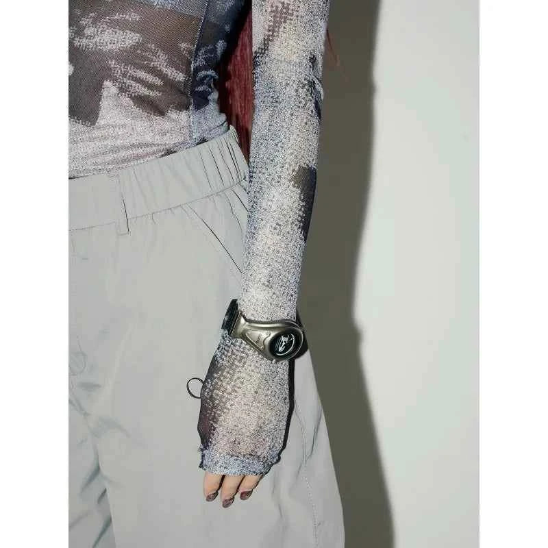 Stylish Slim Fit Mesh Printed T-Shirt