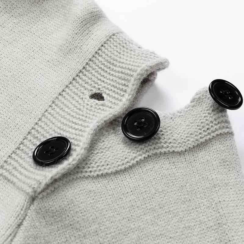 Stylish Hip Hop Button Design Knit Hoodie