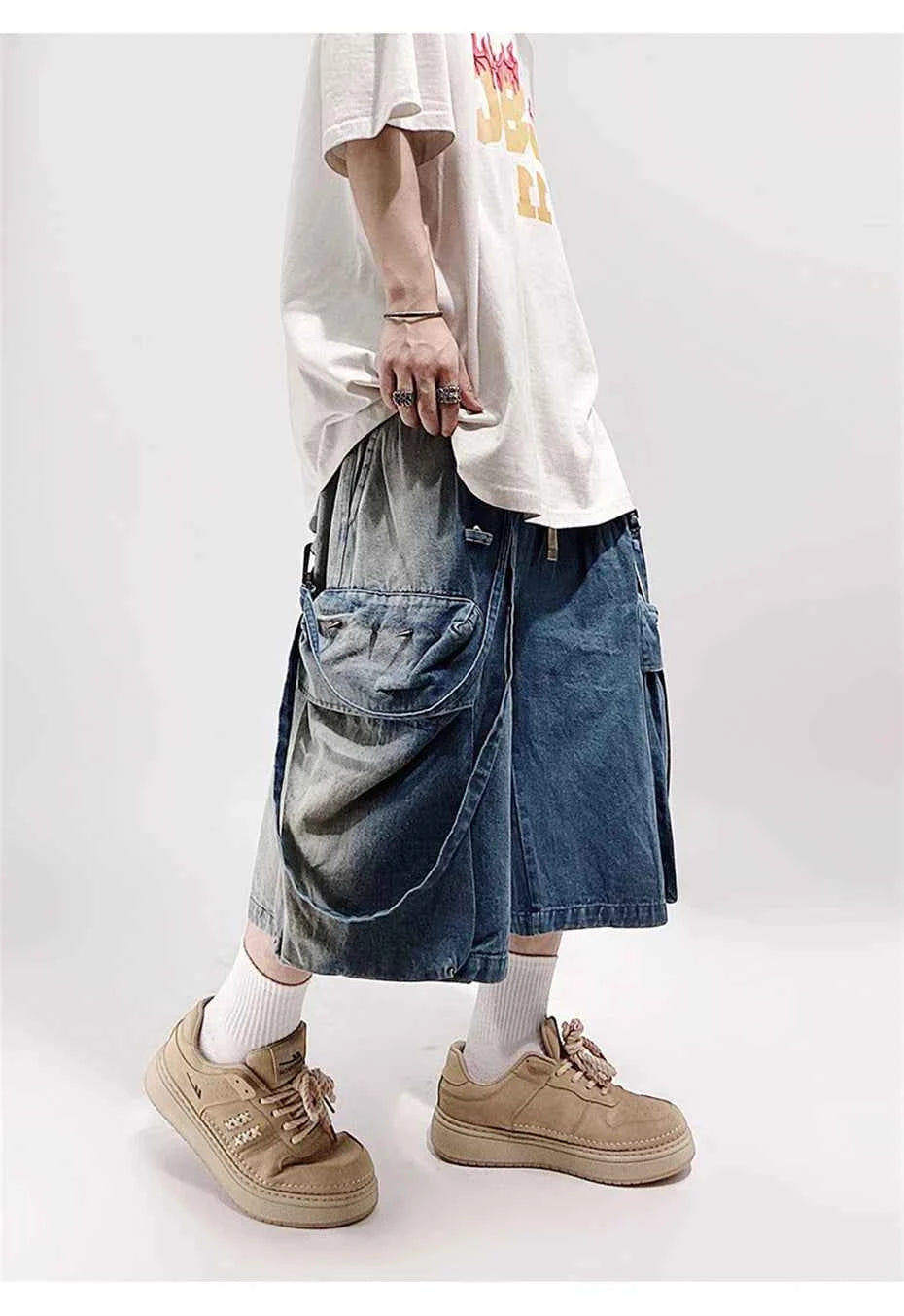 Vintage Denim Hip Hop Rivet Jorts