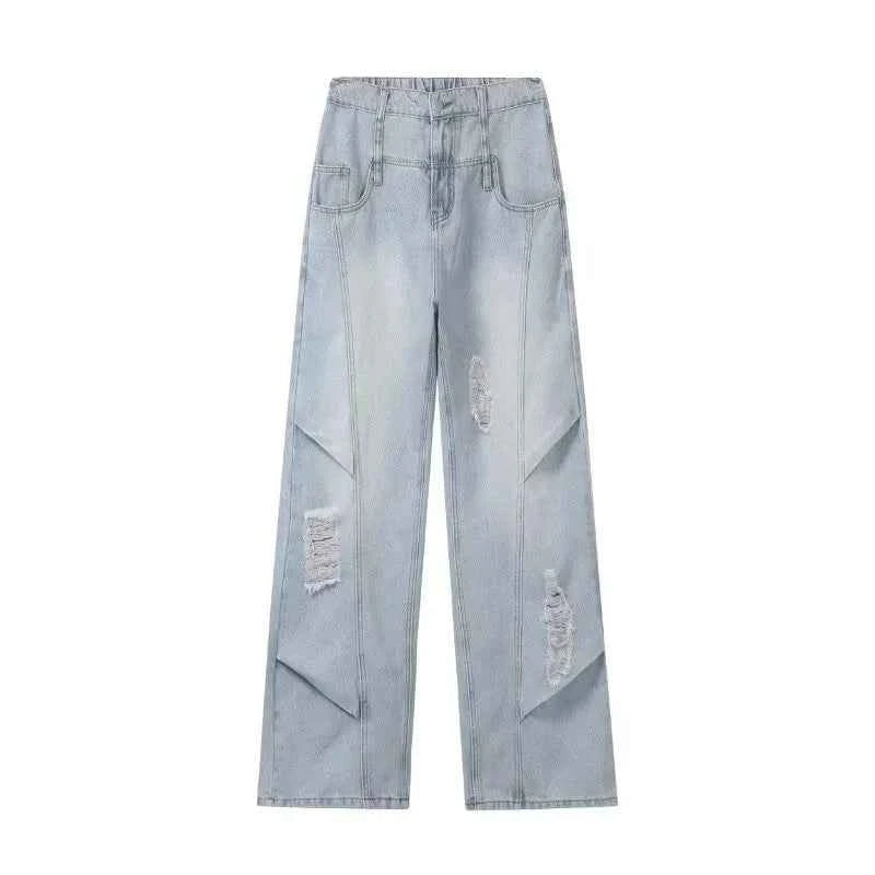 Men's Vintage Ripped Straight Leg Denim Jeans