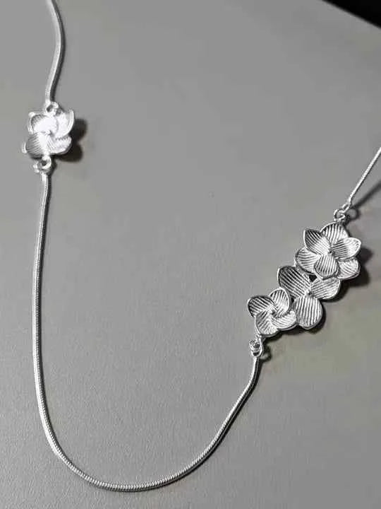 Fine Sterling Silver Flower Choker Necklace