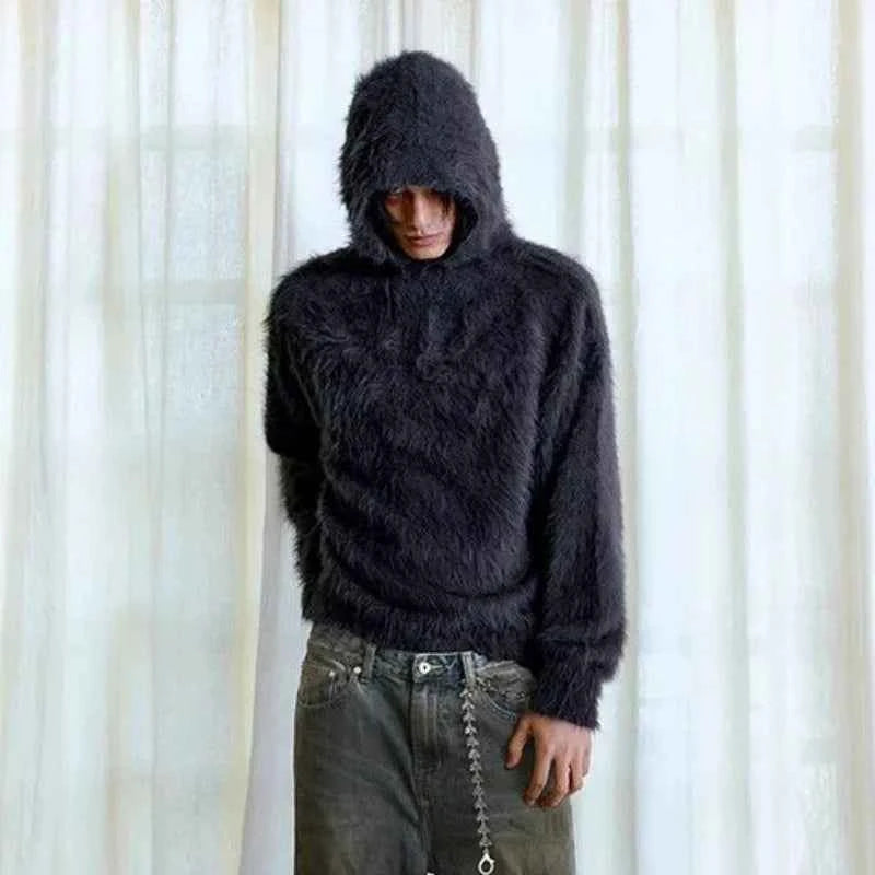 Retro Cozy Knitted Half Zipper Hoodie