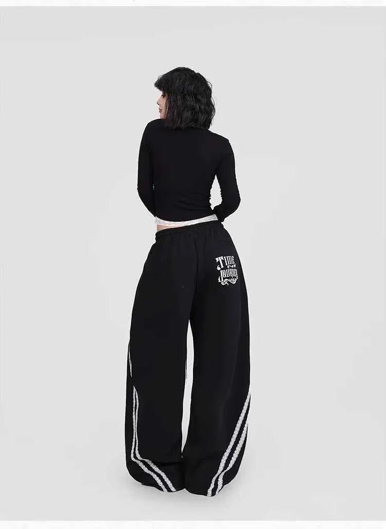 Spicy Black Lace Jazz Leisure Pants