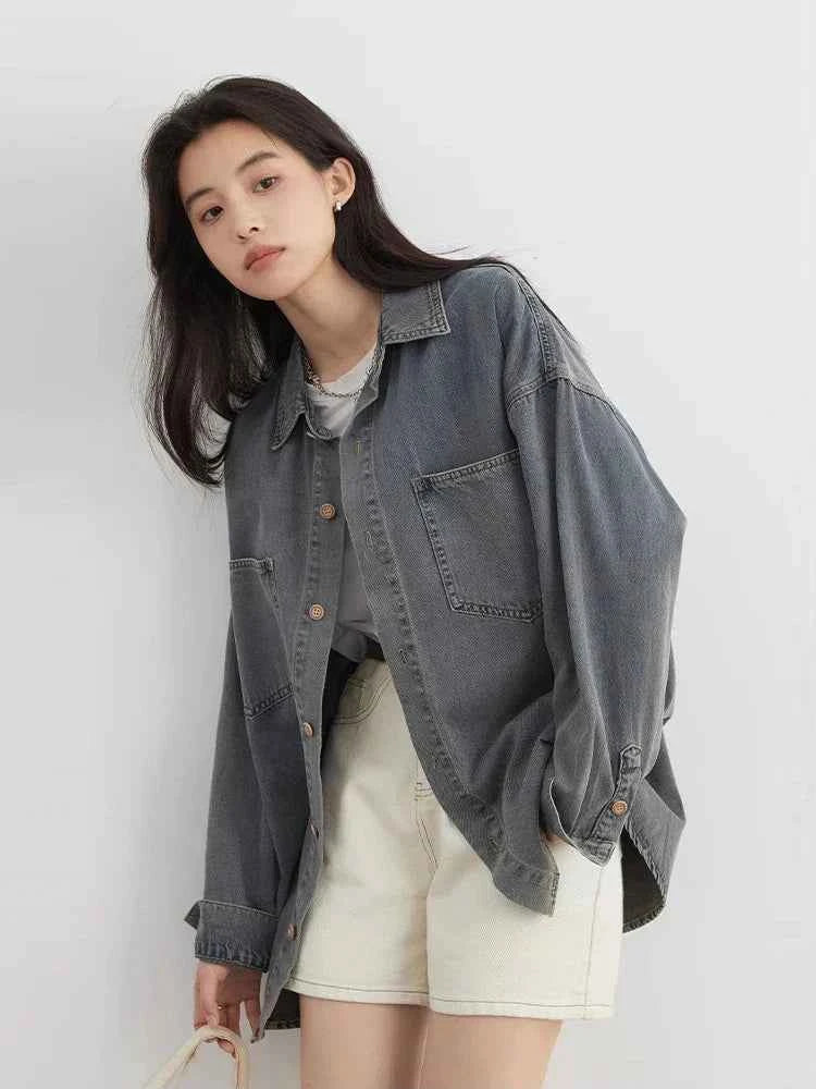 Women Retro Chic Hip Hop Loose Denim Jacket