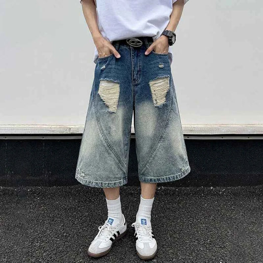 Original Gradient Cozy Vibes Washed Patched Jorts