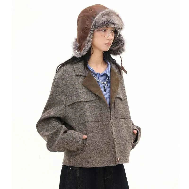 Women Oversize Elegant Cropped Trench Jacket
