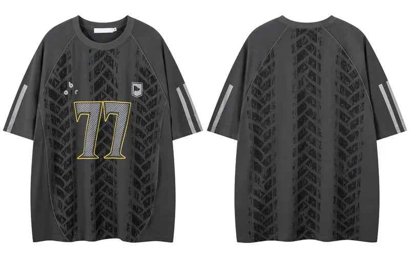 Y2K Cozy Graphic Patchwork Racing Sports T-Shirt