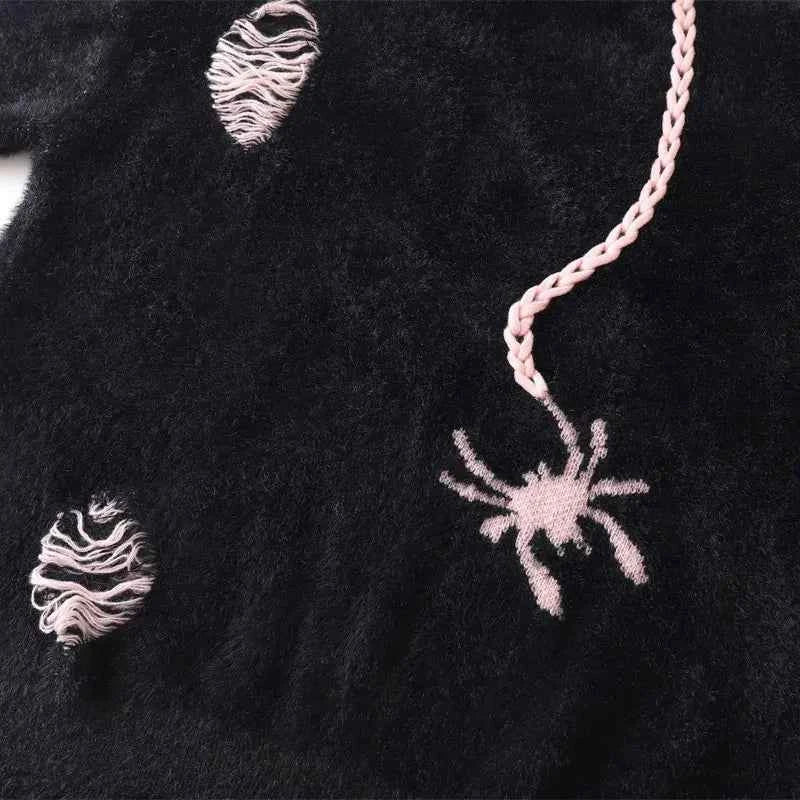 Gothic Oversized Knitted Spider Casual Cardigan