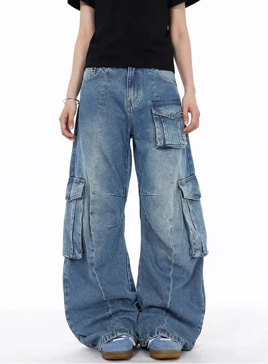 Insulated Y2K Japanese Style Cargo Grunge Jeans - Luxuryurbanwear