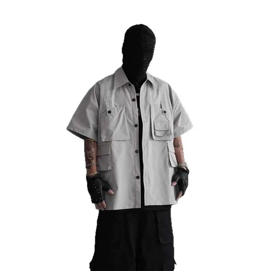 Punk Oversized Cargo Function Techwear Shirt