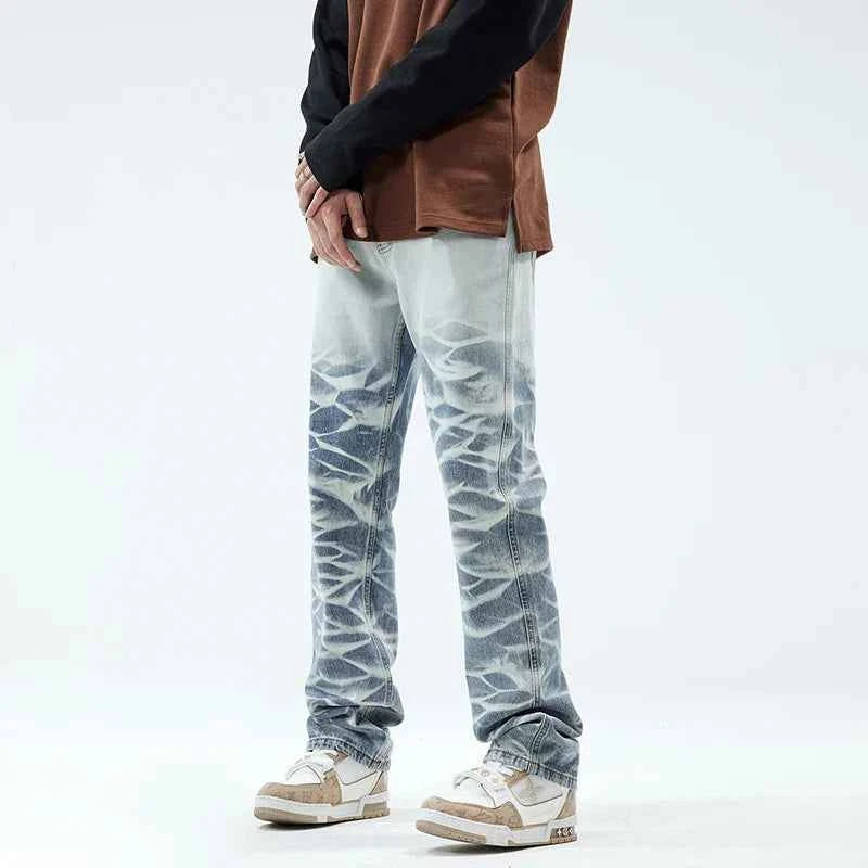 Rugged Look Gradient Blue Loose Straight Jeans