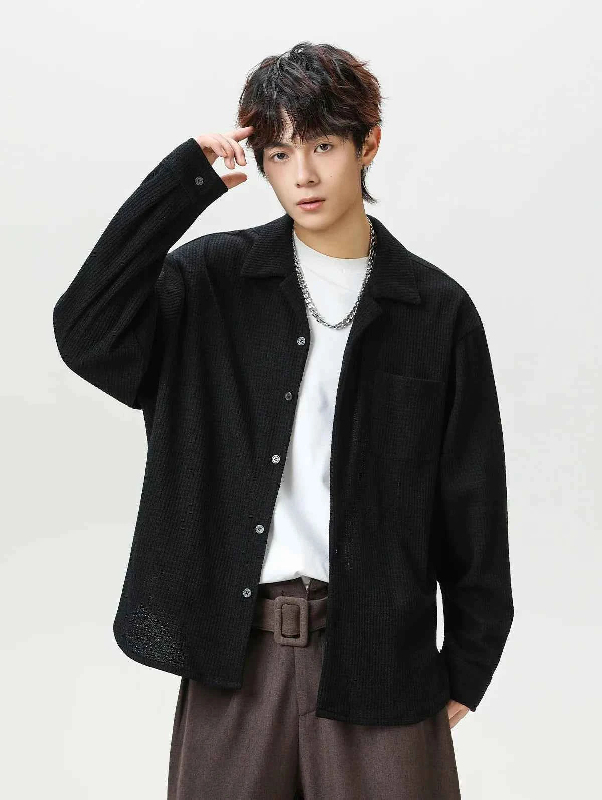Vintage Oversized Flannel Cuban Collar Shirt