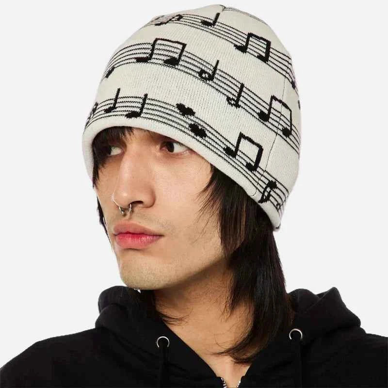 Knitted Music Pattern Beanie