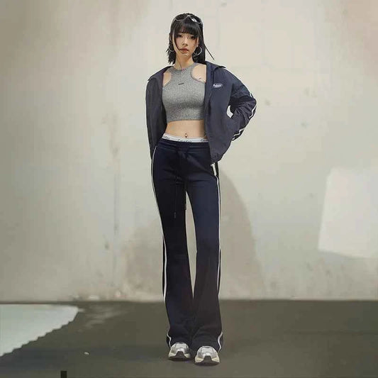 Navy Drawstring Casual Sports Sweatpants