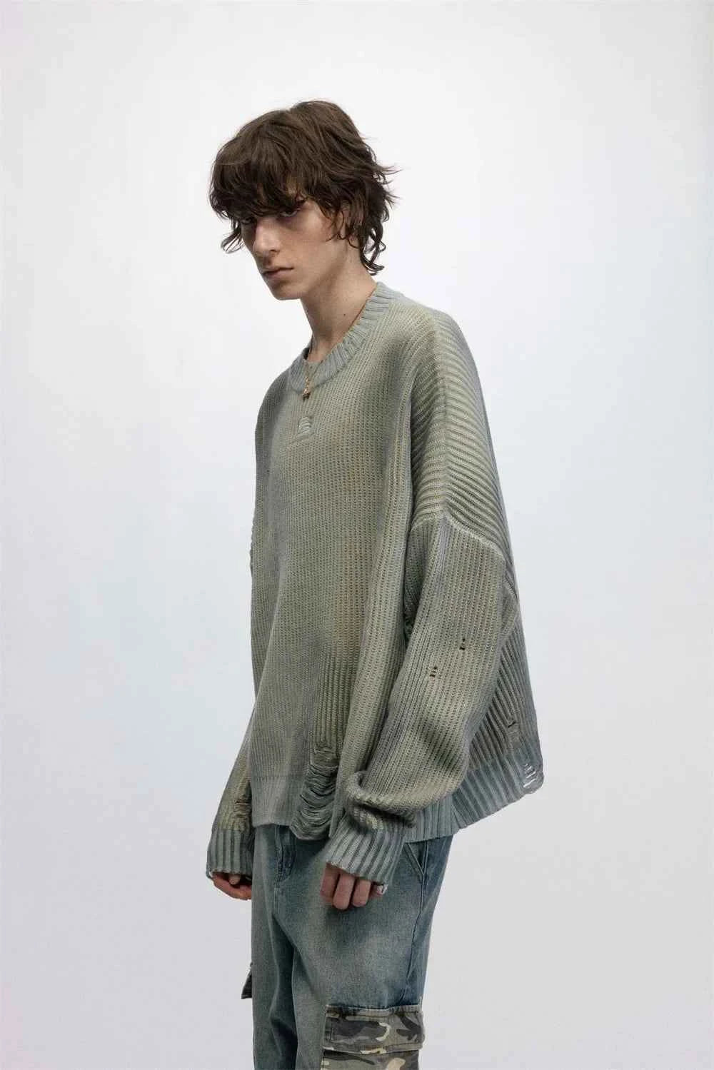 Trendy Hip Hop High Street Ripped Sweater