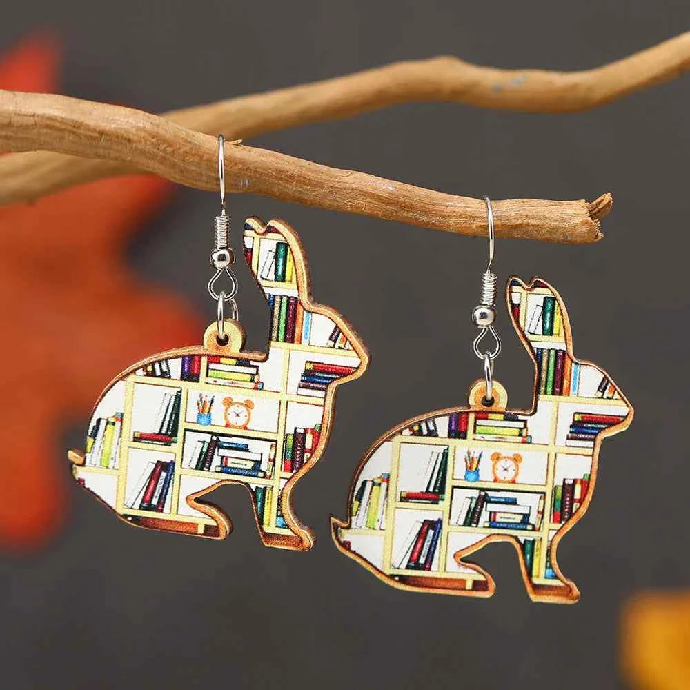 Colorful Easter Bookshelf Love Earrings