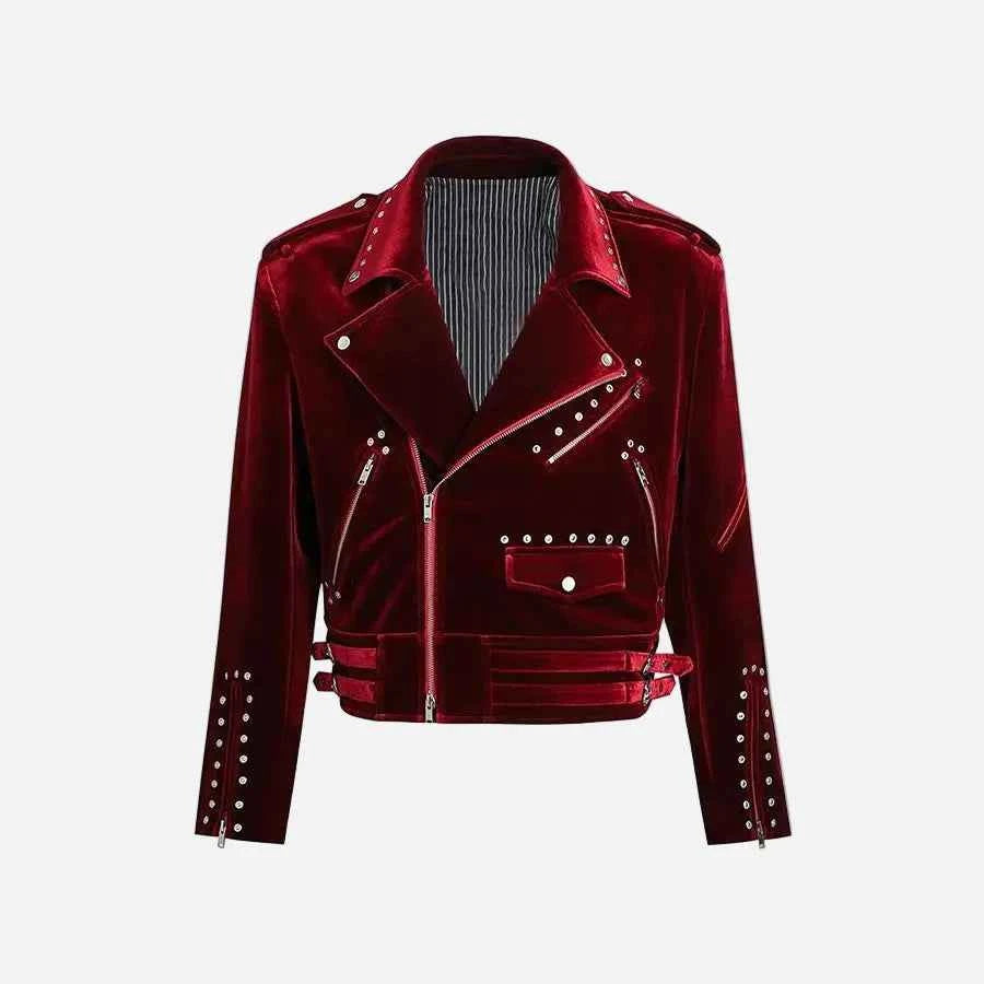 Luxury Soft Velvet Moto Biker Zipper Jacket