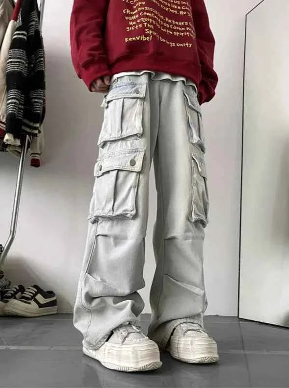 Men's Patchwork Straight Cargo Jeans