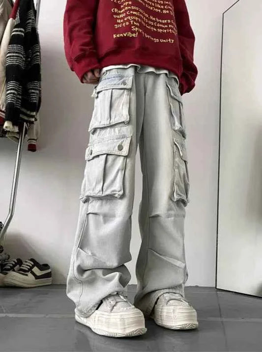Men's Patchwork Straight Cargo Jeans