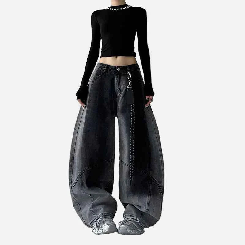 Chic Gradient Korean Style Wide Leg Jeans