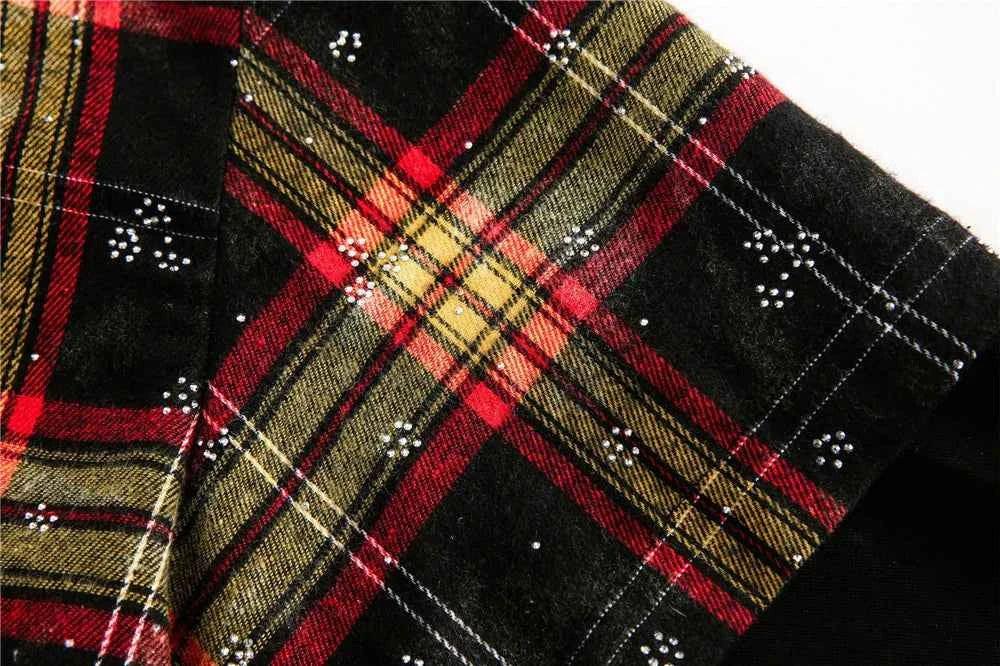 Plaid American Style Fake Two Piece Hooded Sweatshirt