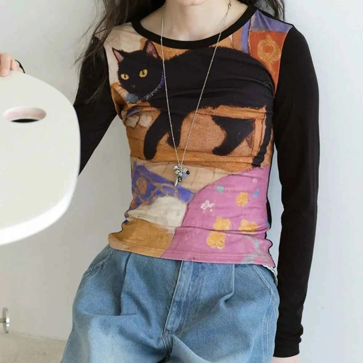 Vintage Gothic Long Sleeve Crop T-Shirt