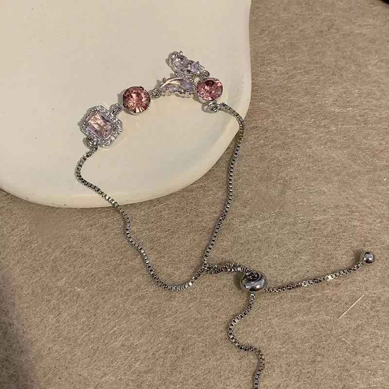 Exquisite Colorful Zircon Heart Butterfly Bracelet