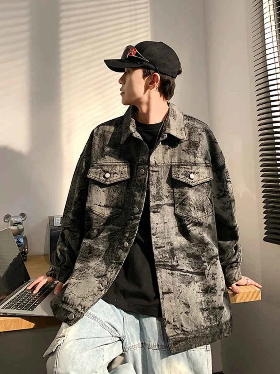 Streetwear Retro American Style Cargo Denim Jacket