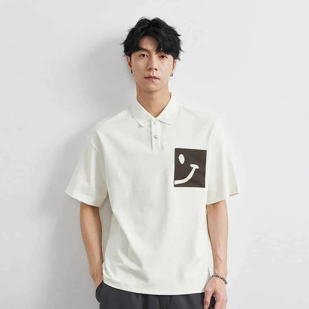 Colorblock Smiley Cartoon Polo Summer T-Shirt