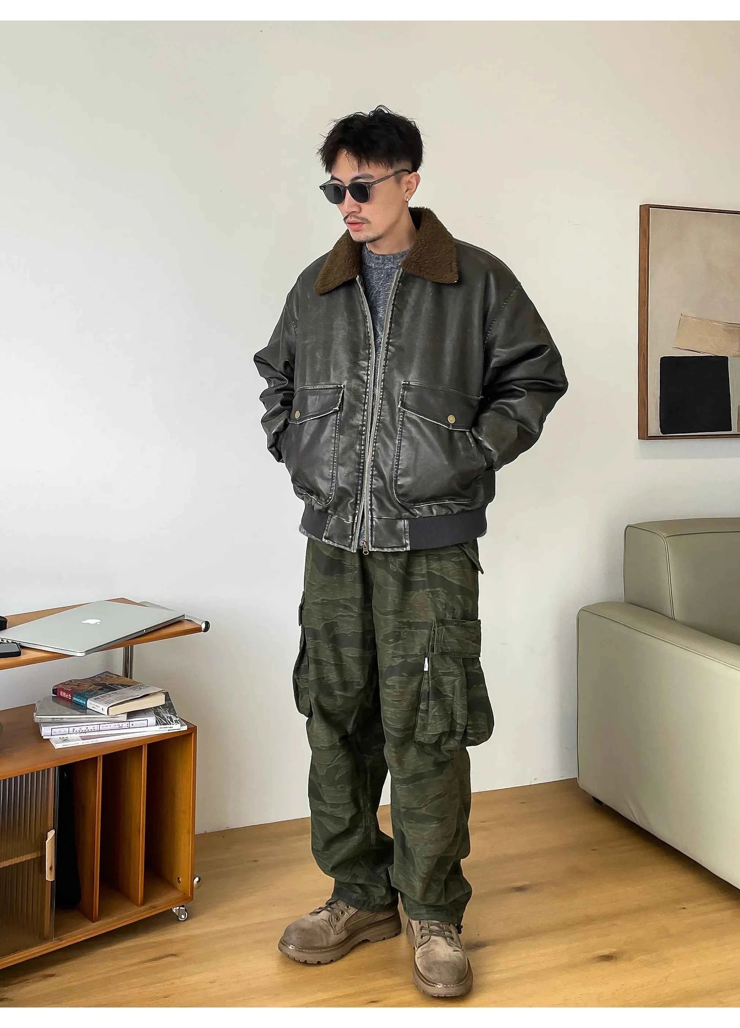 Streetwear Thicken Padded Leather Fur Jacket
